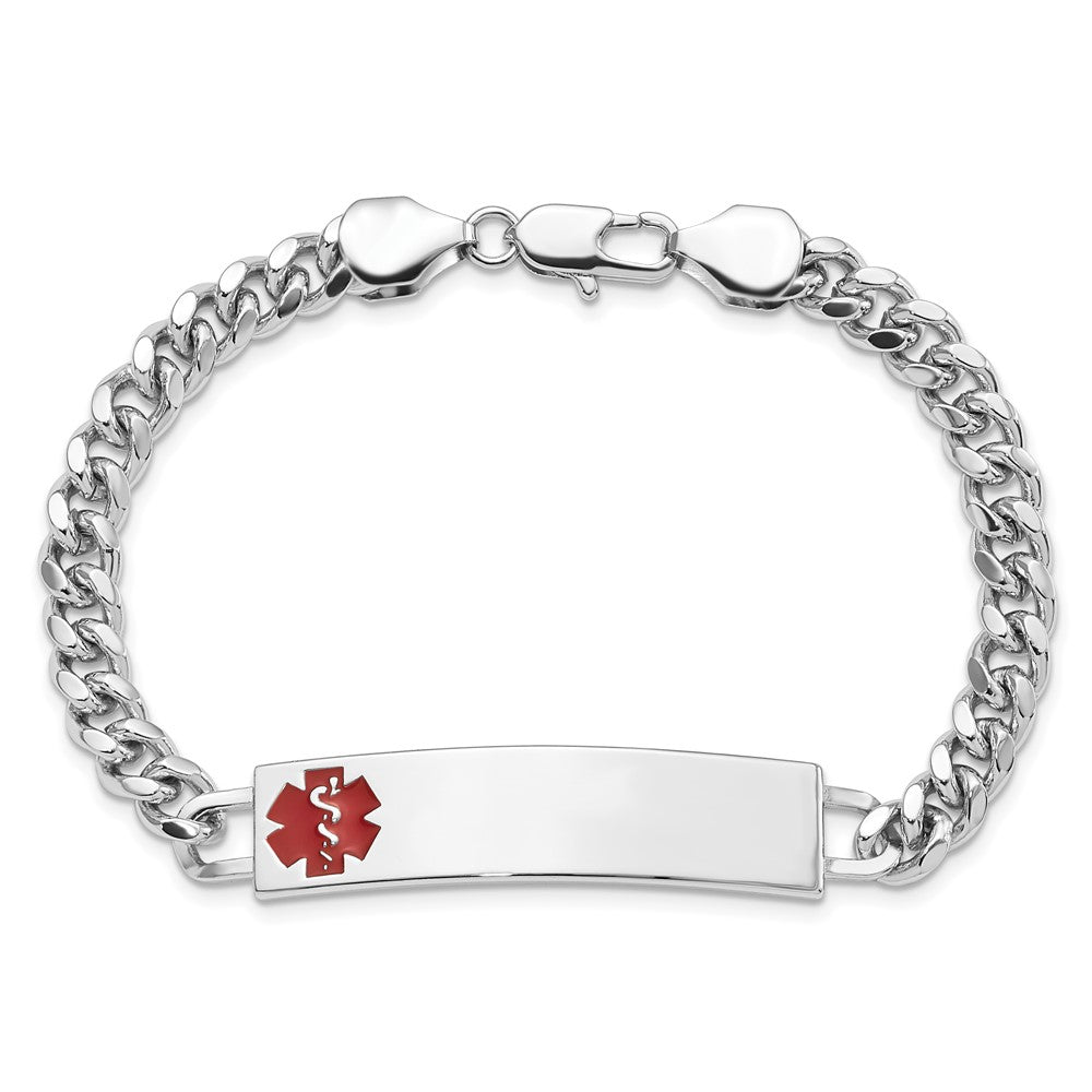 Stainless Steel Kelly Waters Red Epoxy Medical Id 8.25 Inch Engravable Bracelet