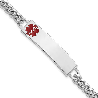 Stainless Steel Kelly Waters Red Epoxy Medical Id 8.25 Inch Engravable Bracelet