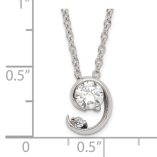 Fashion Kelly Waters Rhodium Plated Half Moon Cz Necklace