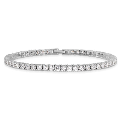 Fashion Kelly Waters Rhodium Plated Prong Set Cz 7.25 Inch Tennis Bracelet