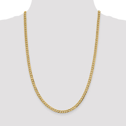 14K Yellow Gold 26 Inch 4.7mm Lightweight Flat Cuban With Lobster Clasp Chain Necklace