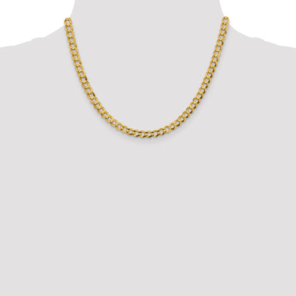14K Yellow Gold 18 Inch 5.9mm Lightweight Flat Cuban With Lobster Clasp Chain