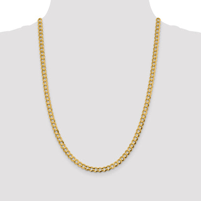 14K Yellow Gold 24 Inch 5.9mm Lightweight Flat Cuban With Lobster Clasp Chain
