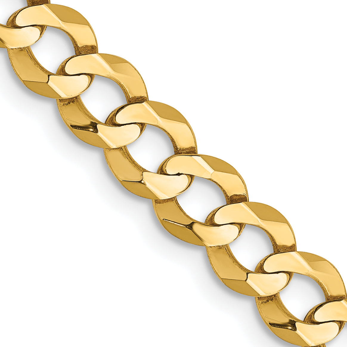 14K Yellow Gold 22 Inch 5.9mm Lightweight Flat Cuban With Lobster Clasp Chain Necklace