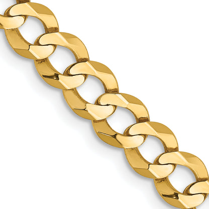 14K Yellow Gold 20 Inch 5.9mm Lightweight Flat Cuban With Lobster Clasp Chain