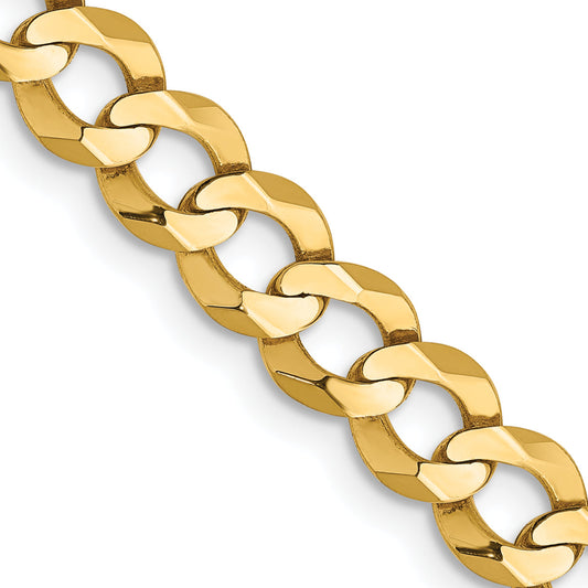 14K Yellow Gold 20 Inch 5.9mm Lightweight Flat Cuban With Lobster Clasp Chain