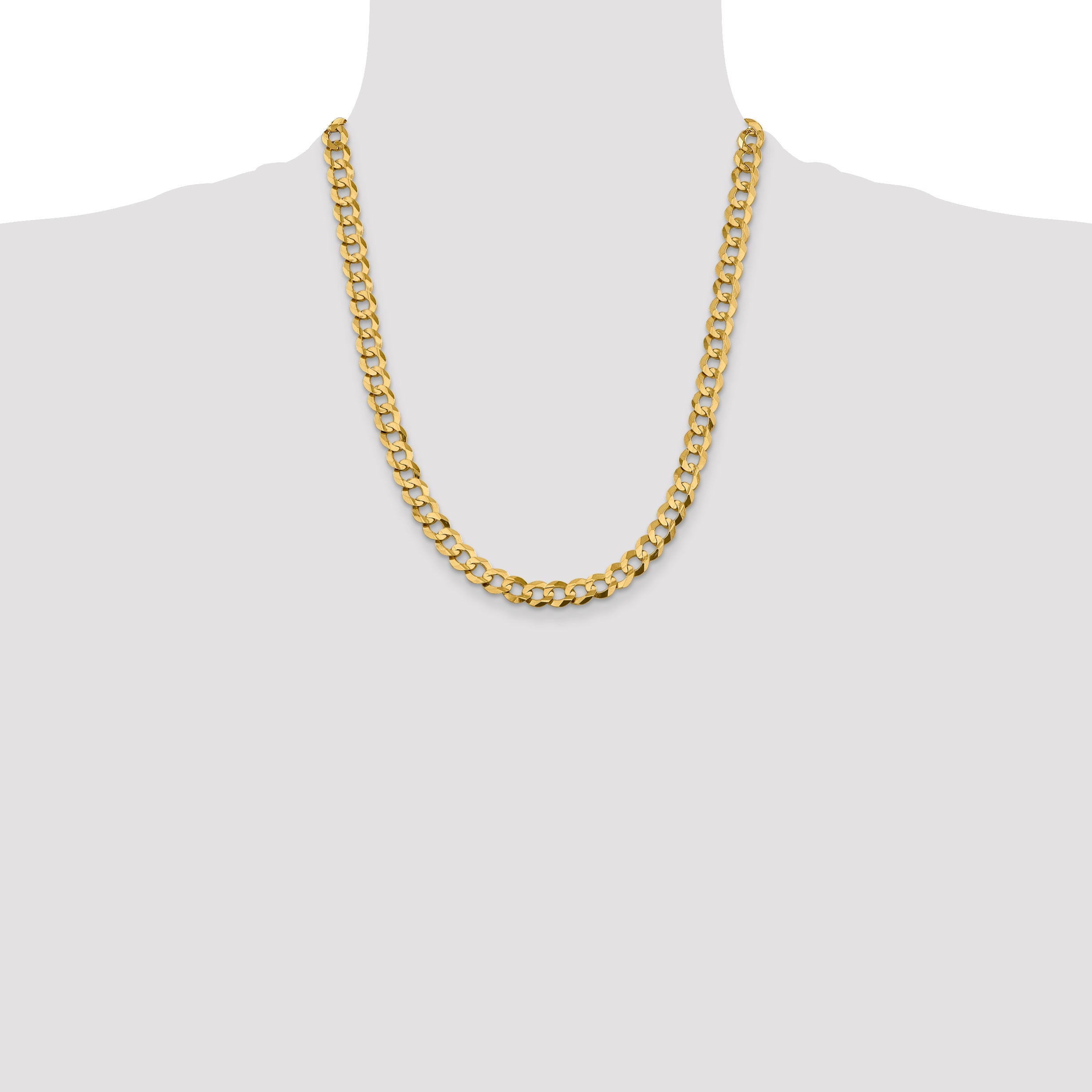 14K Yellow Gold 22 Inch 8.3mm Lightweight Flat Cuban With Lobster Clasp Chain
