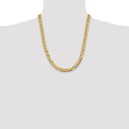14K Yellow Gold 22 Inch 8.3mm Lightweight Flat Cuban With Lobster Clasp Chain