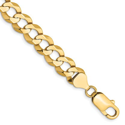 14K Yellow Gold 9 Inch 8.3mm Lightweight Flat Cuban With Lobster Clasp Chain