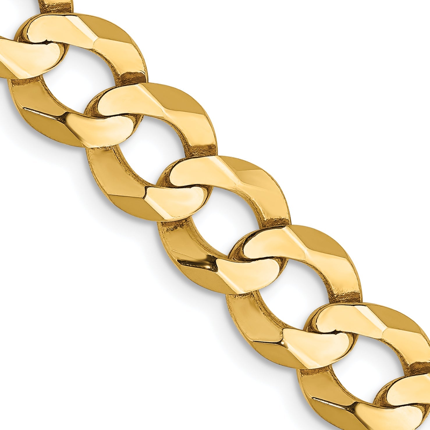 14K Yellow Gold 24 Inch 8.3mm Lightweight Flat Cuban With Lobster Clasp Chain Necklace