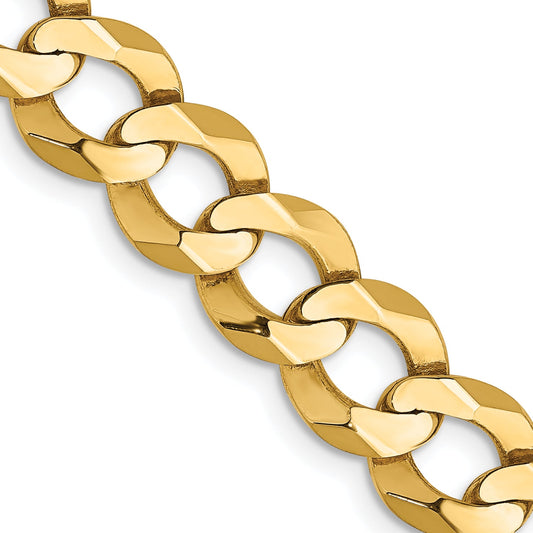 14K Yellow Gold 22 Inch 8.3mm Lightweight Flat Cuban With Lobster Clasp Chain
