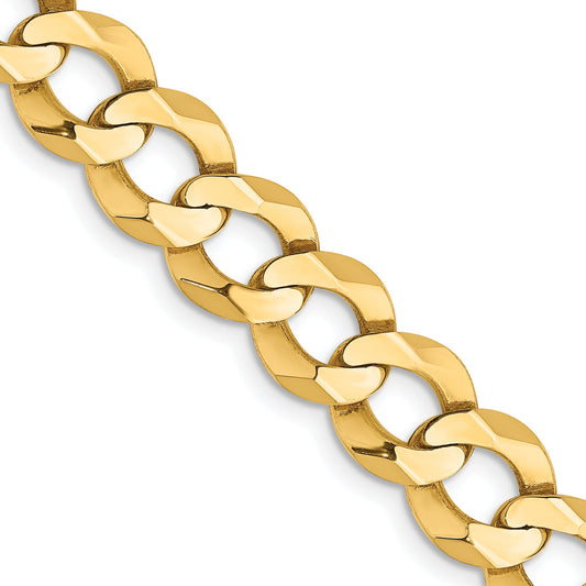 14K Yellow Gold 26 Inch 9.4mm Lightweight Flat Cuban With Lobster Clasp Chain