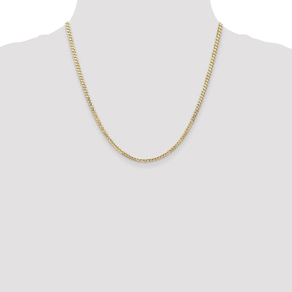14K Yellow Gold 20 Inch 3mm Open Concave Curb With Lobster Clasp Chain Necklace