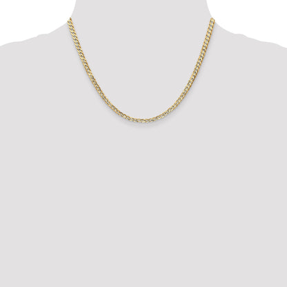 14K Yellow Gold 18 Inch 3.8mm Open Concave Curb With Lobster Clasp Chain Necklace