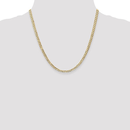 14K Yellow Gold 20 Inch 3.8mm Open Concave Curb With Lobster Clasp Chain Necklace