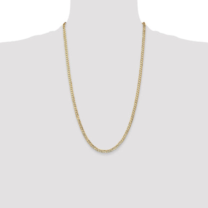 14K Yellow Gold 26 Inch 3.8mm Open Concave Curb With Lobster Clasp Chain Necklace
