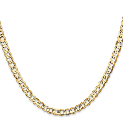 14K Yellow Gold 24 Inch 4.5mm Open Concave Curb With Lobster Clasp Chain Necklace