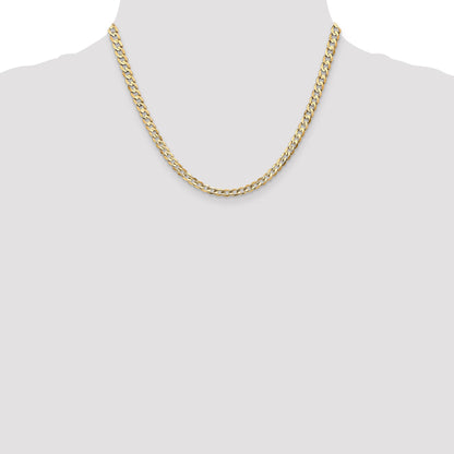 14K Yellow Gold 18 Inch 4.5mm Open Concave Curb With Lobster Clasp Chain Necklace