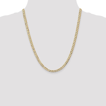 14K Yellow Gold 22 Inch 4.5mm Open Concave Curb With Lobster Clasp Chain Necklace