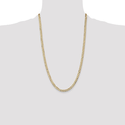 14K Yellow Gold 26 Inch 4.5mm Open Concave Curb With Lobster Clasp Chain Necklace