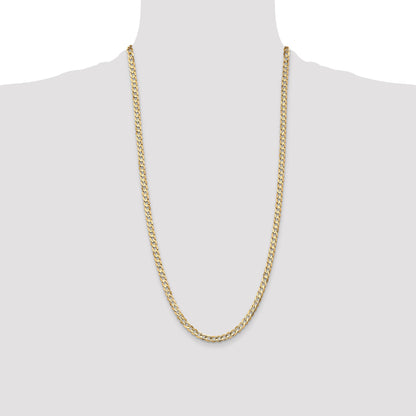 14K Yellow Gold 28 Inch 4.5mm Open Concave Curb With Lobster Clasp Chain Necklace