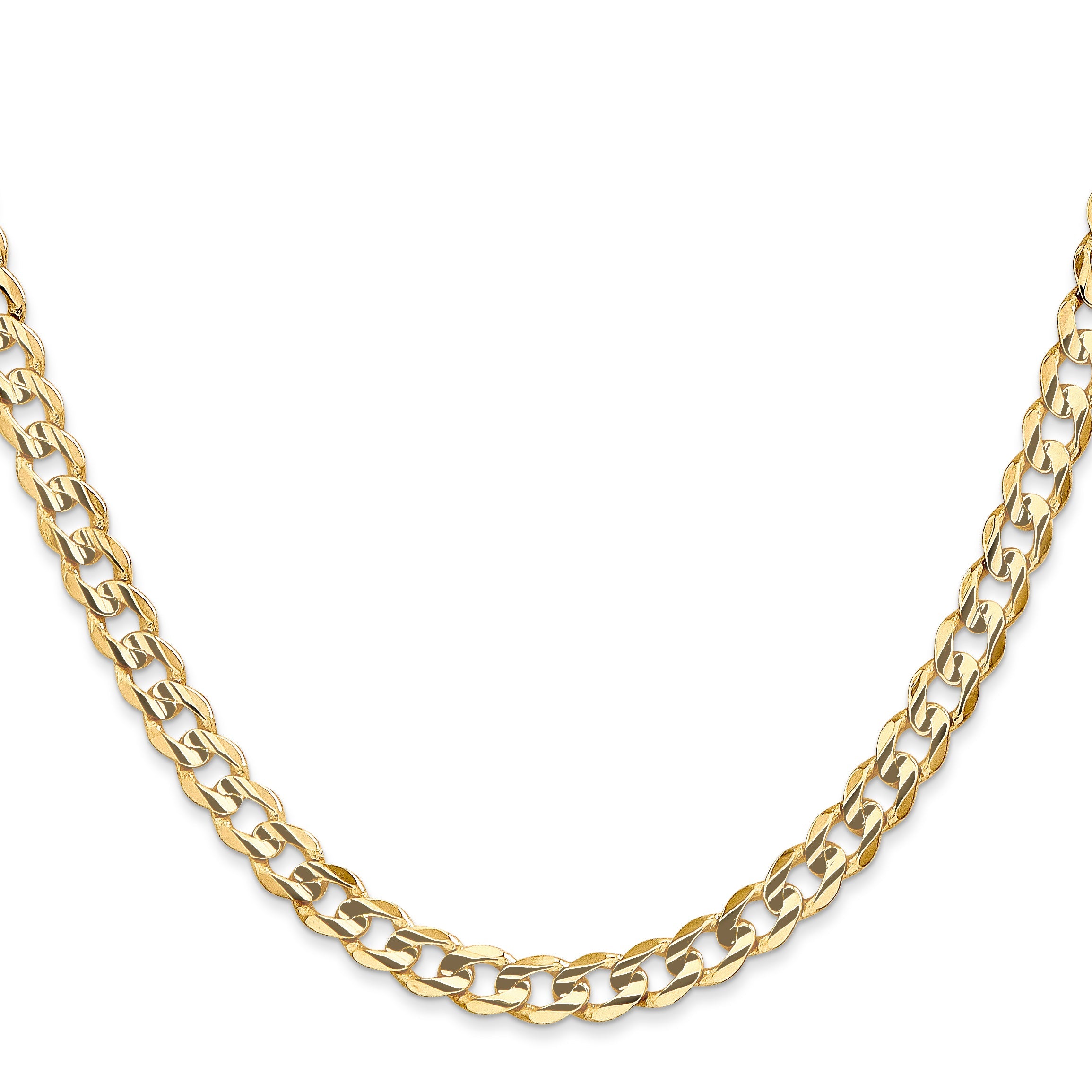 14K Yellow Gold 16 Inch 5.25mm Open Concave Curb With Lobster Clasp Chain Necklace