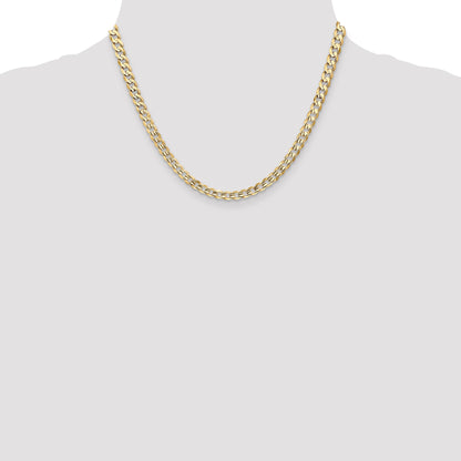 14K Yellow Gold 18 Inch 5.25mm Open Concave Curb With Lobster Clasp Chain Necklace