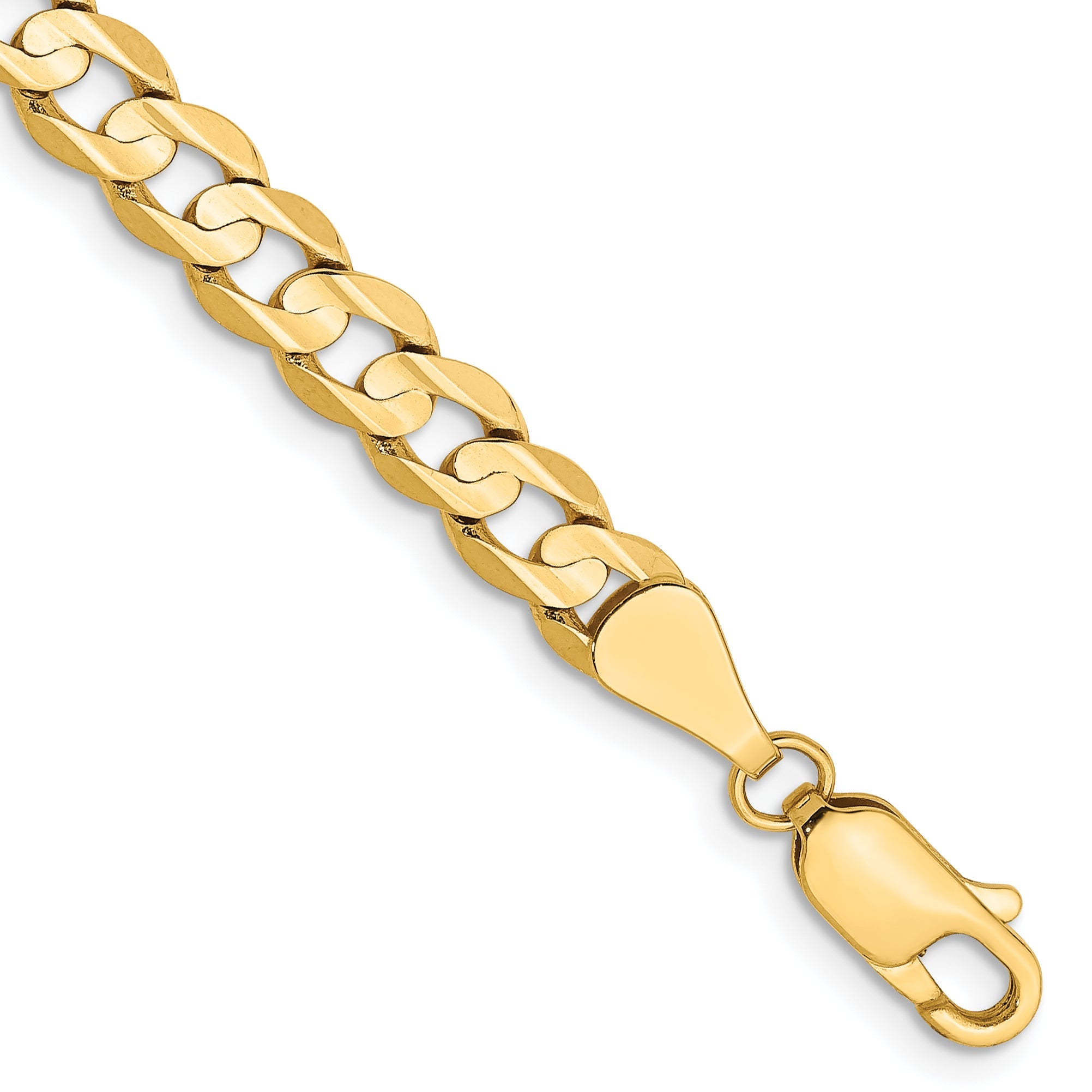 9 Inch 14K 5.25mm Open Concave Curb Chain Bracelet