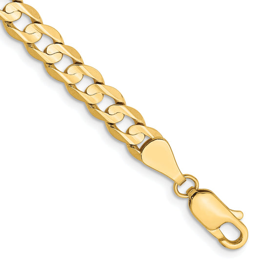 9 Inch 14K 5.25mm Open Concave Curb Chain Bracelet