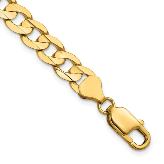 14K Yellow Gold 22 Inch 7.5mm Open Concave Curb With Lobster Clasp Chain Necklace