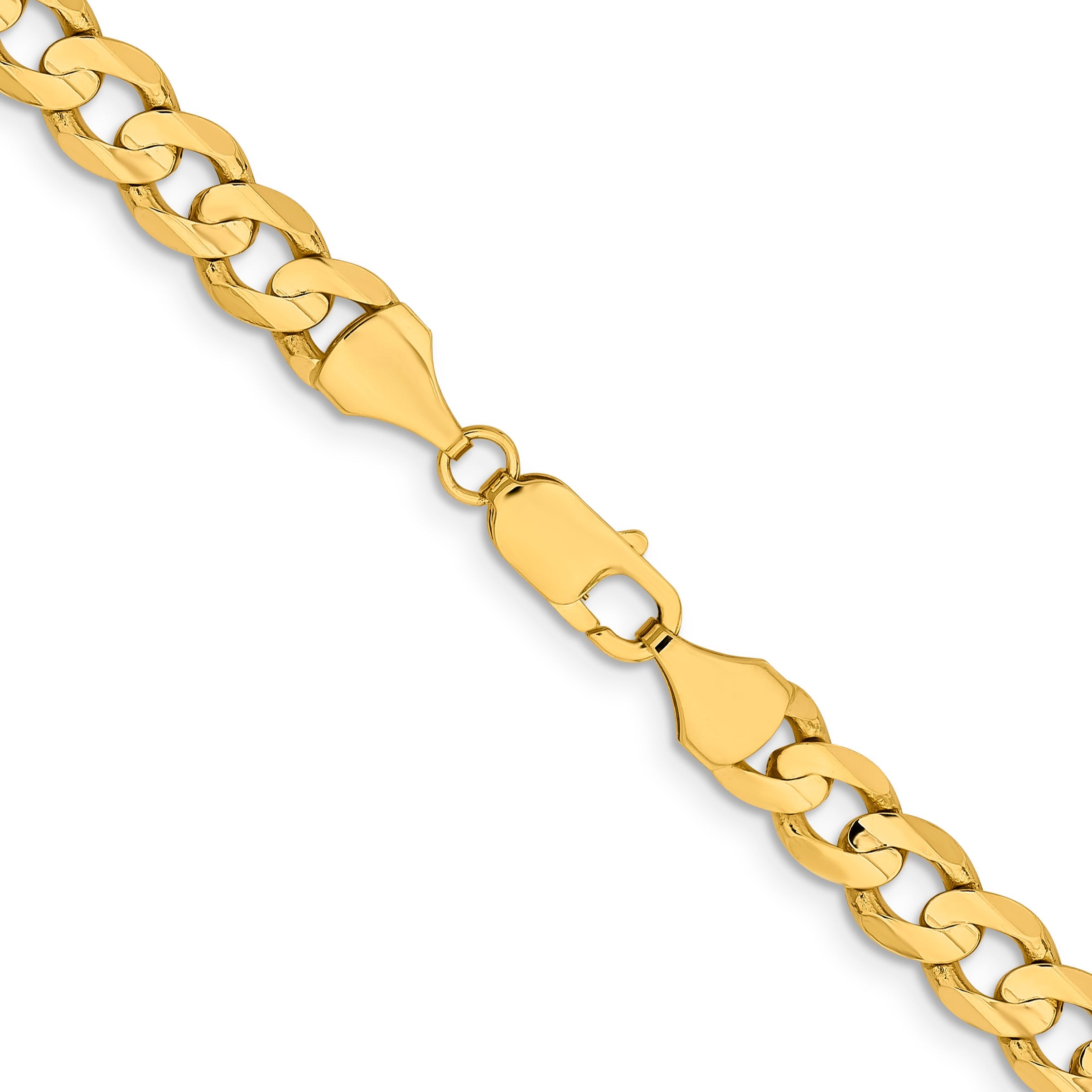 14K Yellow Gold 26 Inch 8.5mm Open Concave Curb With Lobster Clasp Chain Necklace