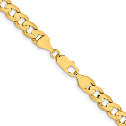 14K Yellow Gold 26 Inch 8.5mm Open Concave Curb With Lobster Clasp Chain Necklace