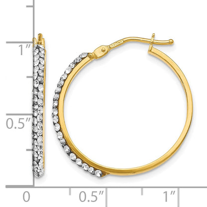 14K Yellow Gold Crystals From Swarovski Polished Hoop Earrings