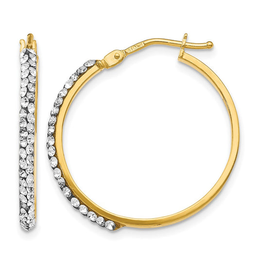 14K Yellow Gold Crystals From Swarovski Polished Hoop Earrings