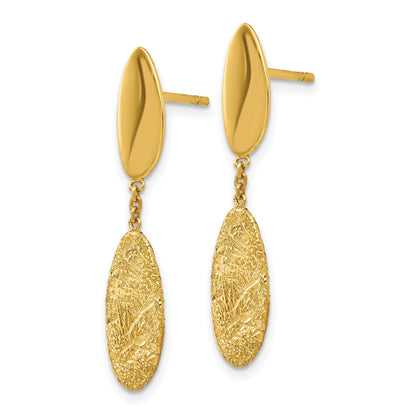 14K Yellow Gold Polished D/C Post Dangle Earrings