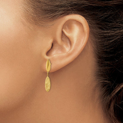 14K Yellow Gold Polished D/C Post Dangle Earrings