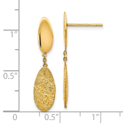 14K Yellow Gold Polished D/C Post Dangle Earrings