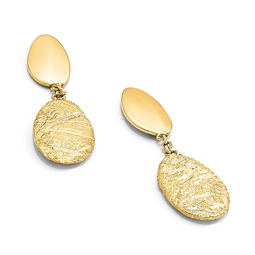 14K Yellow Gold Polished D/C Post Dangle Earrings