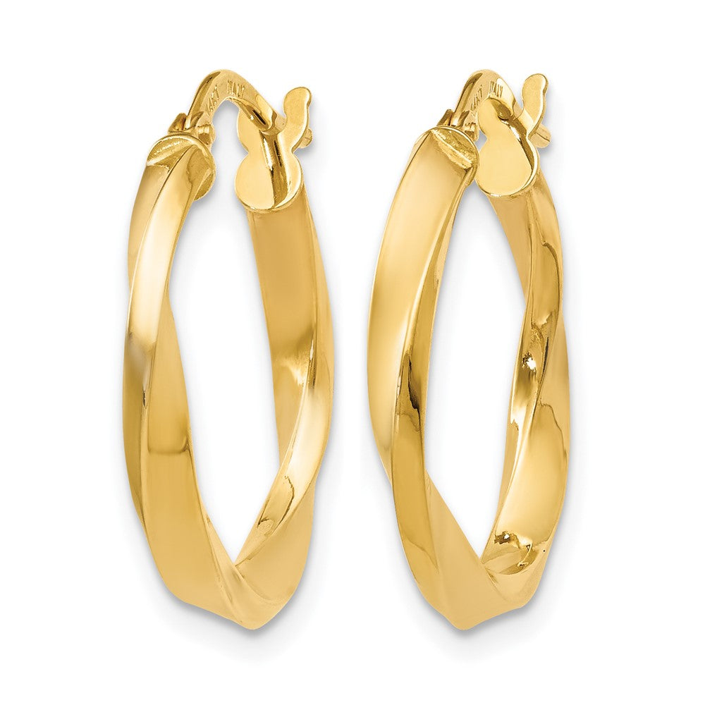 14K Yellow Gold Polished Twisted Hoop Earrings