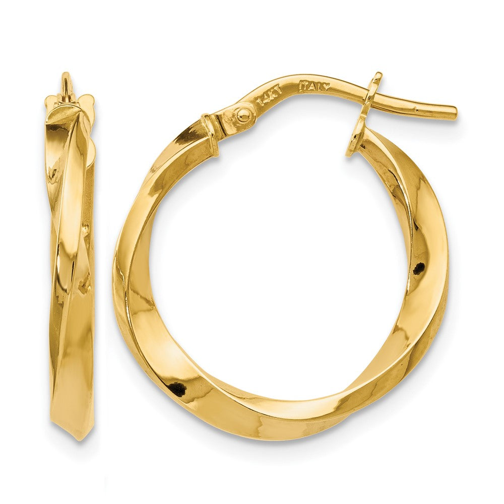 14K Yellow Gold Polished Twisted Hoop Earrings