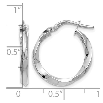 14K White Gold Polished Twisted Hoop Earrings