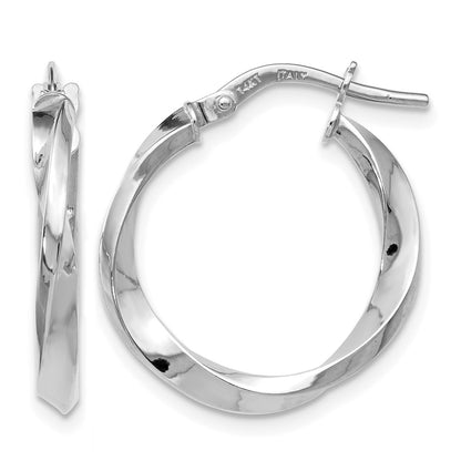 14K White Gold Polished Twisted Hoop Earrings