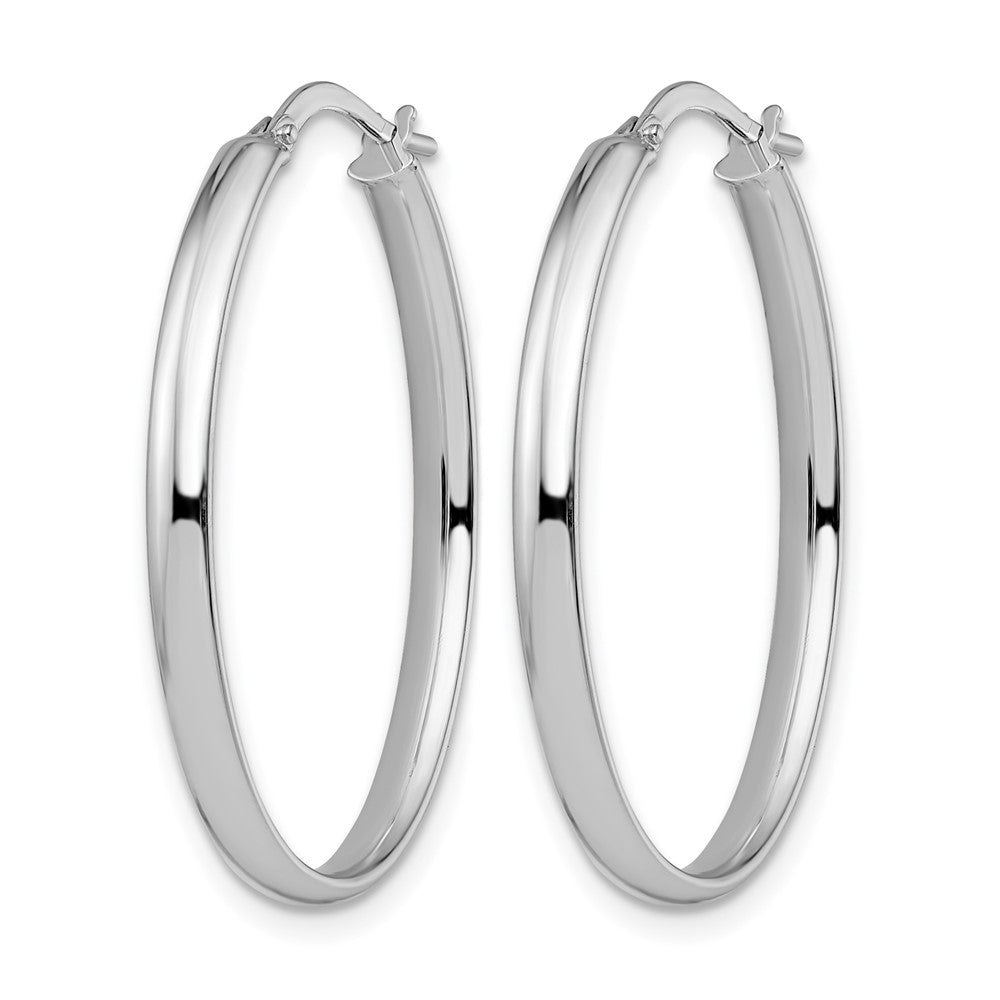 14K White Gold Polished Oval Hoop Earrings