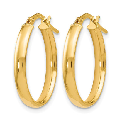 14K Yellow Gold Polished Oval Hoop Earrings