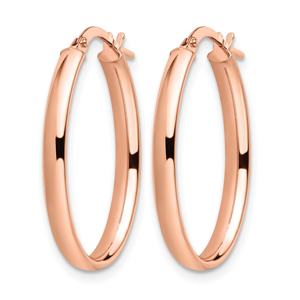 14K Rose Gold Polished Oval Hoop Earrings