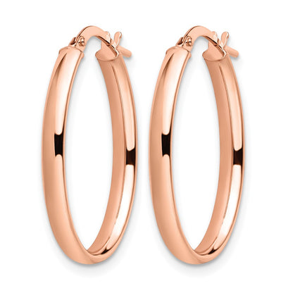 14K Rose Gold Polished Oval Hoop Earrings