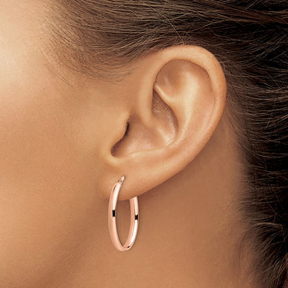 14K Rose Gold Polished Oval Hoop Earrings