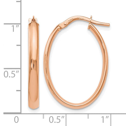 14K Rose Gold Polished Oval Hoop Earrings