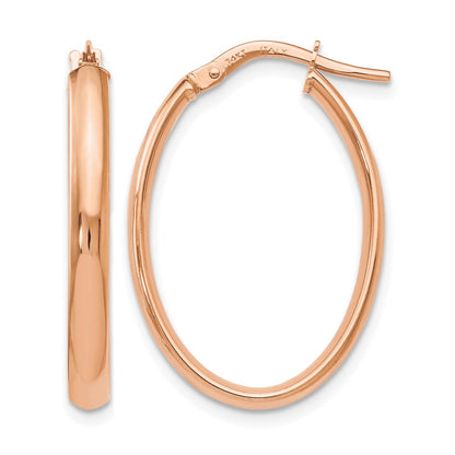 14K Rose Gold Polished Oval Hoop Earrings