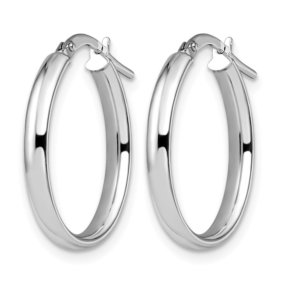 14K White Gold Polished Oval Hoop Earrings